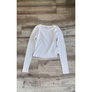 Ribbed white Good American Long sleeve Crop top NWT sz 0